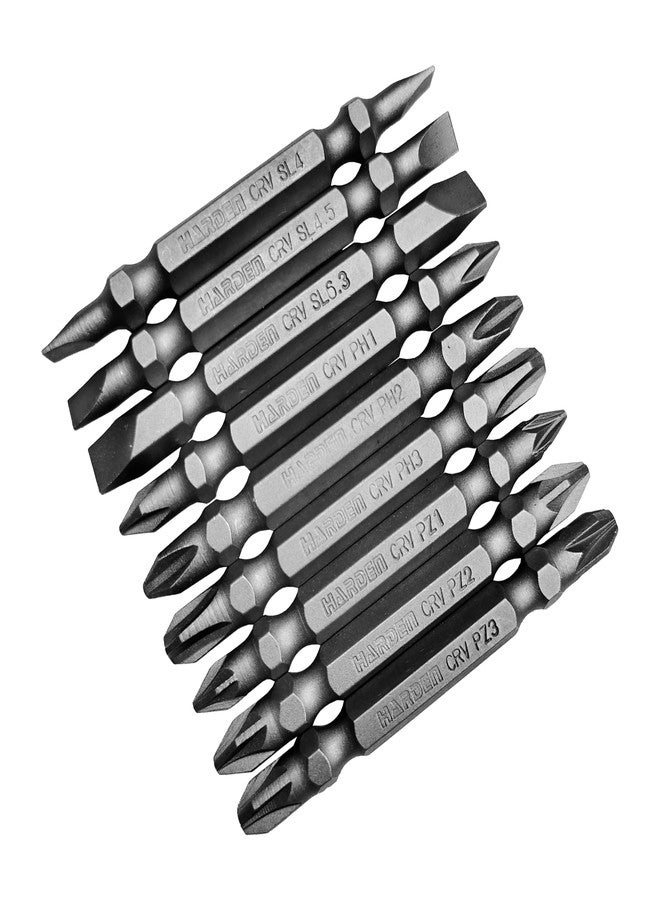 Harden 9-Piece Magnetic Screwdriver Bit Set - Double-Sided Slotted, Phillips & Pozi Tips | CR-V Steel, 65mm Length | Professional Drill Bit Kit - 550601 - Image 1